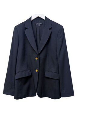 Brooks Brothers Women's Wool Blazer Size 14 Navy Gold Button Preppy - Imperfect